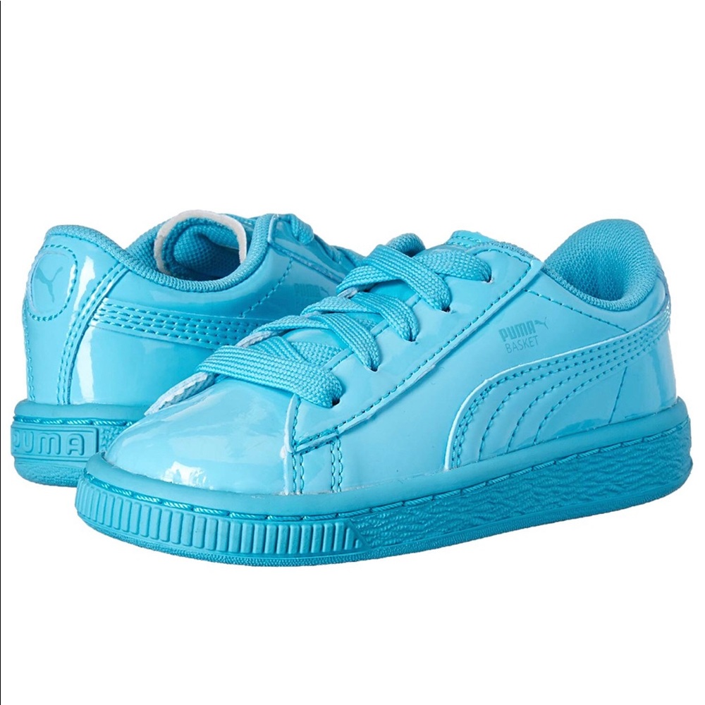 Puma Basket toddler in Blue Atoll patent